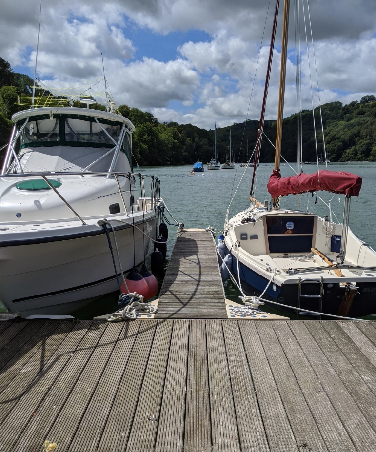 Pontoon Moorings Image of Pontoon Moorings on the River Dart in Devon
